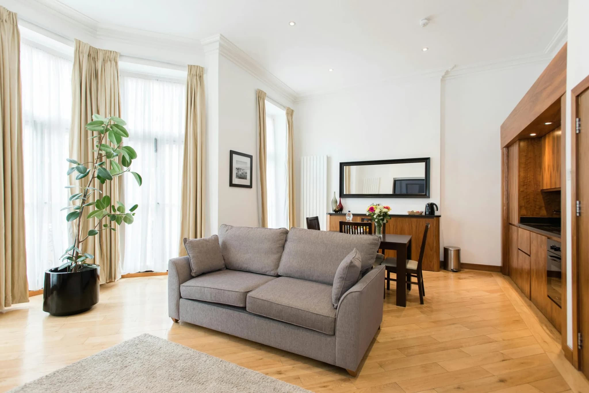 Bright living room with modern furnishings in an apartment